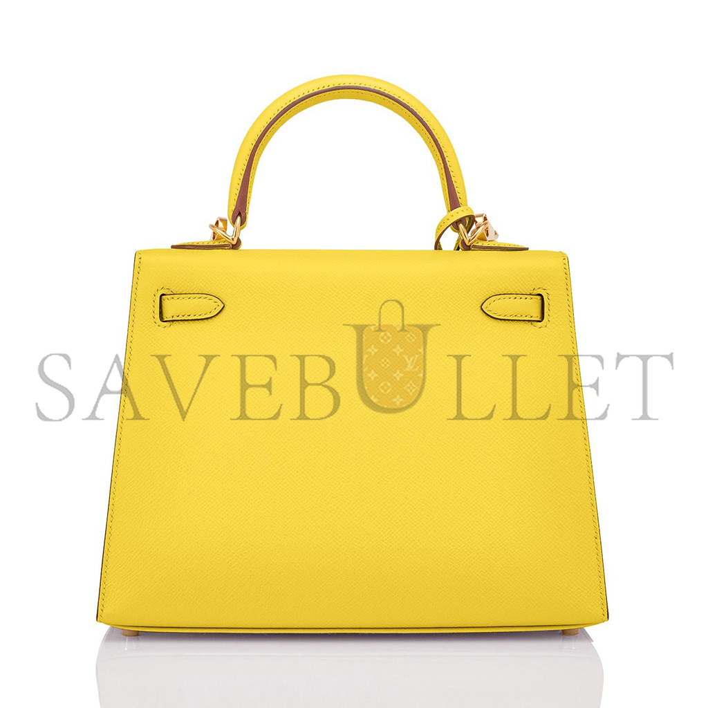 HERMÈS KELLY 25 LEMON YELLOW EPSOM GOLD HARDWARE (25*17*7cm)